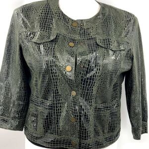 Ruby Rd alligator print snap button jacket